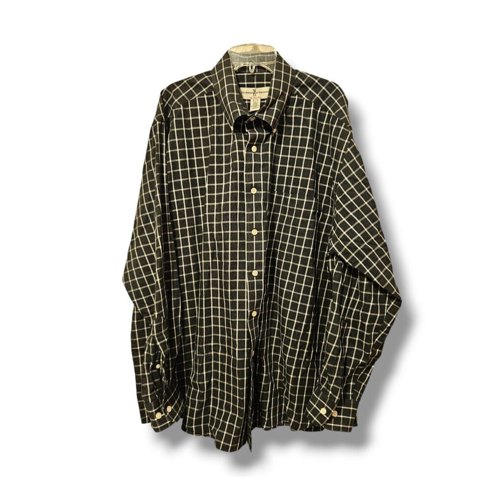 Fairway & Green The Club Shirt Mens XL Long Sleeve Plaid Shirt Black White